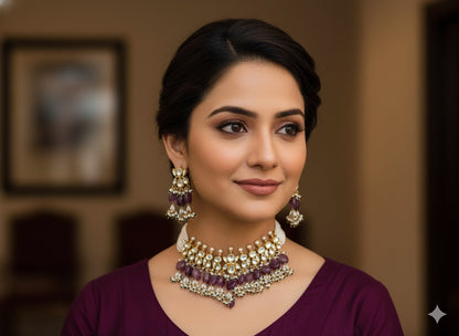 Cauvery Pachi Kundan Choker Set