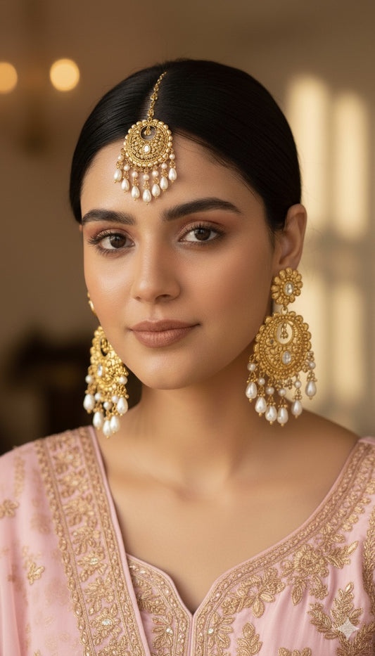 Eknoor Gold Earrings Tikka
