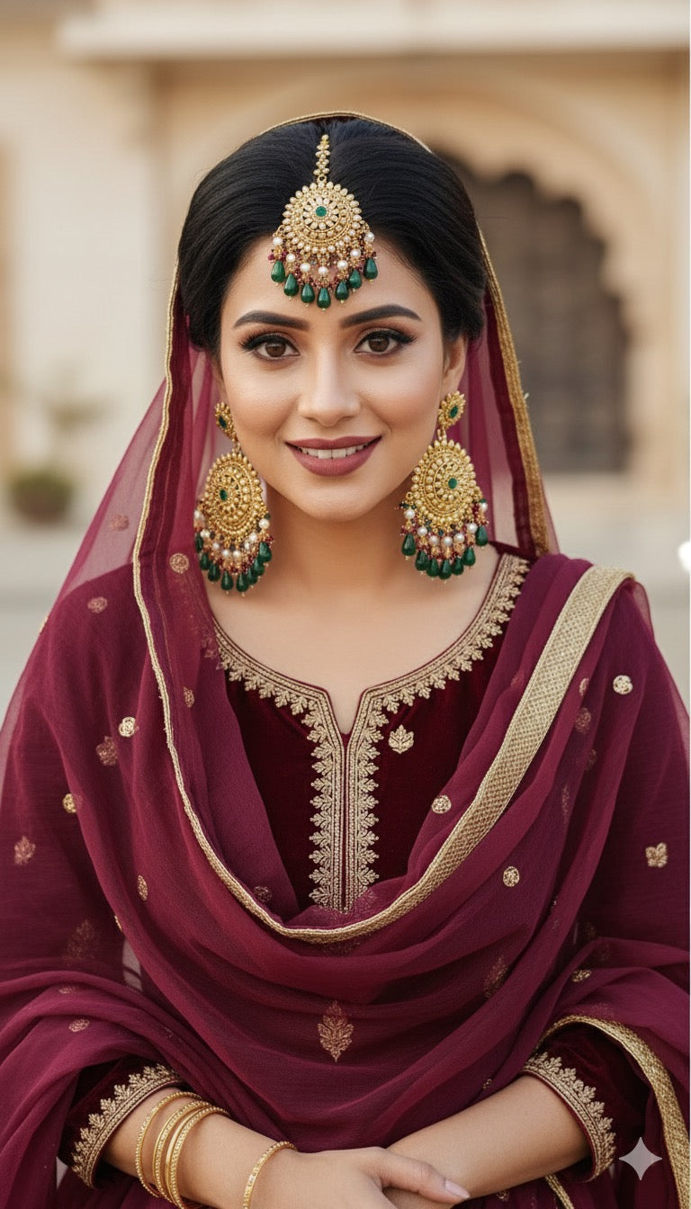 Jasmehar Gold Earrings Tikka