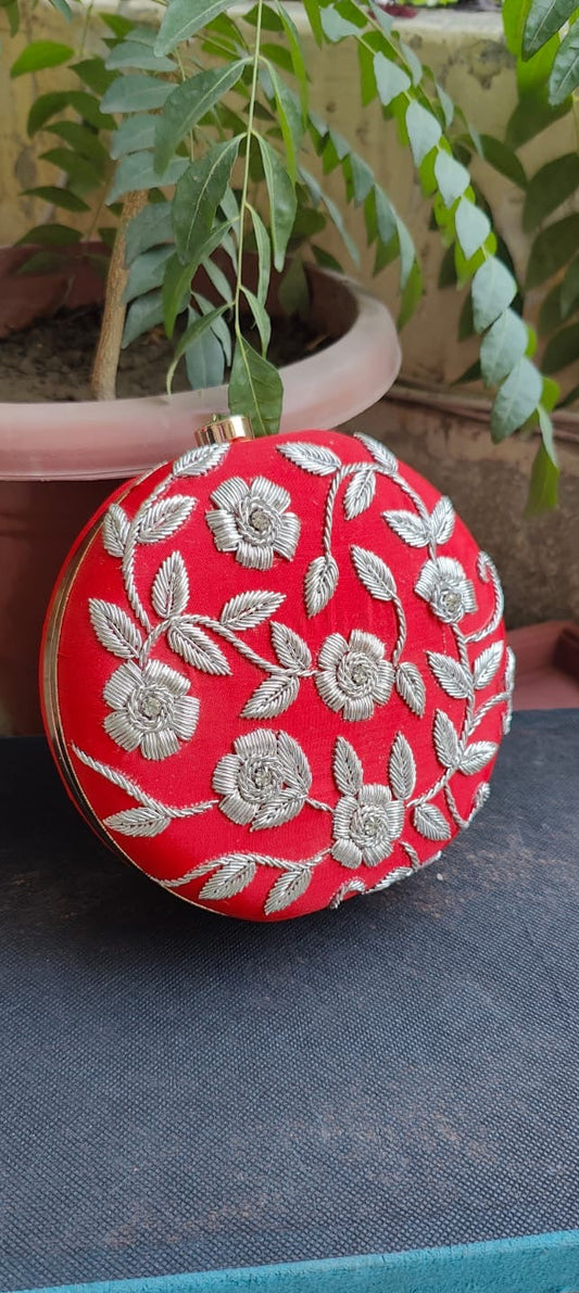 Sanaya Red Round Clutch