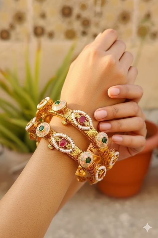 Taran Gold Meenakari Bangles