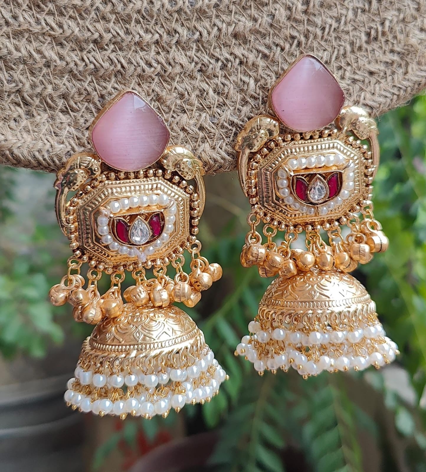 Rachita Gold Brass Jhumkas