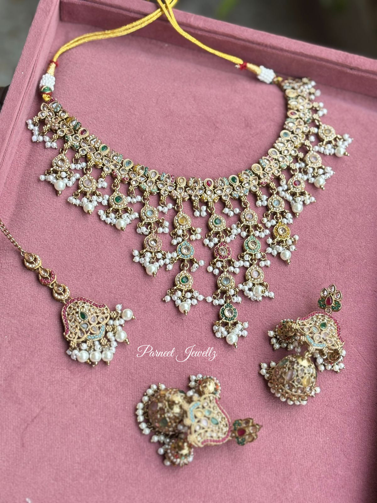 Shahana Polki Choker Necklace Set | Multi-Stone Handcrafted Necklace/Choker