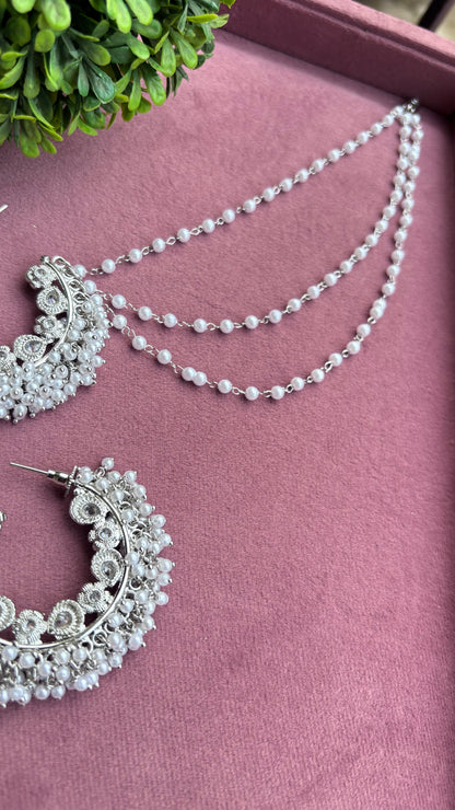 Aditi Oversized Polki Earrings with Earchains