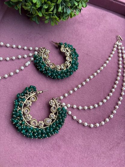 Aditi Oversized Polki Earrings with Earchains