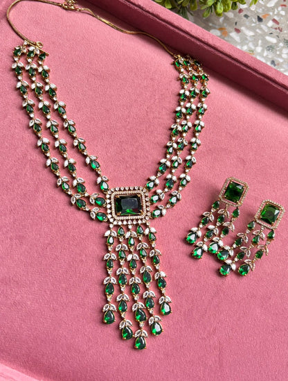 Simrat AD Necklace Set | AD Necklace with Earrings