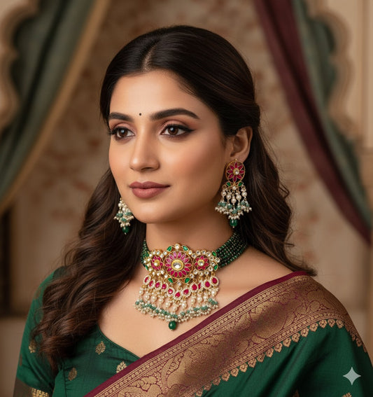 Deepali Pachi Kundan Choker Set (Multi)