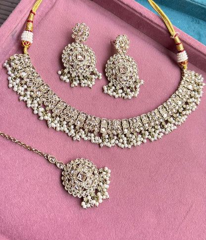 Drisha Polki Necklace | Gold-Plated Polki Bridal Jewelry