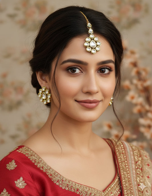 Hanisha Kundan Studs Earrings Tikka