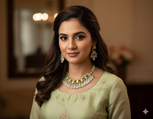 Bhavika Pachi Kundan Choker Set