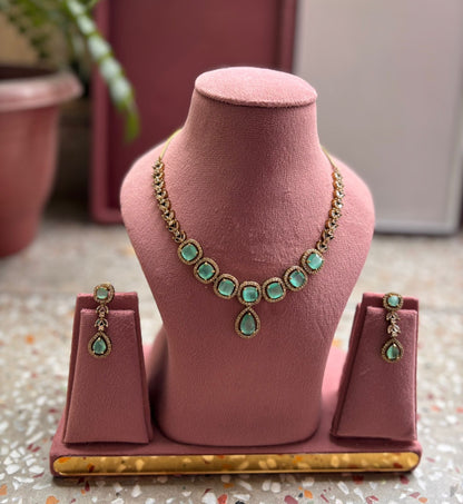 Avnika AD Necklace Set | AD Necklace with Earrings