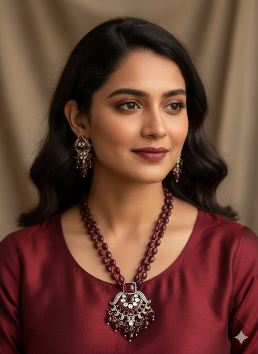 Kalpana Long Beaded Necklace Set