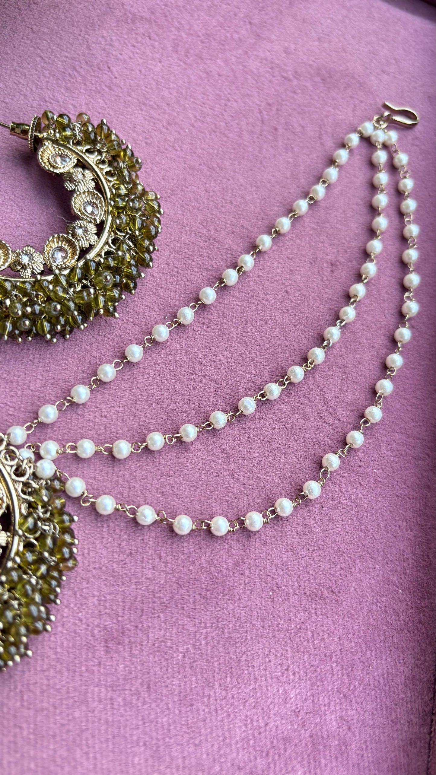 Aditi Oversized Polki Earrings with Earchains