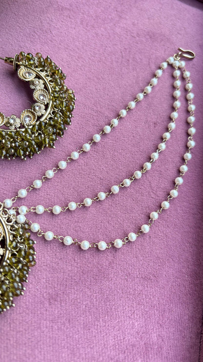 Aditi Oversized Polki Earrings with Earchains