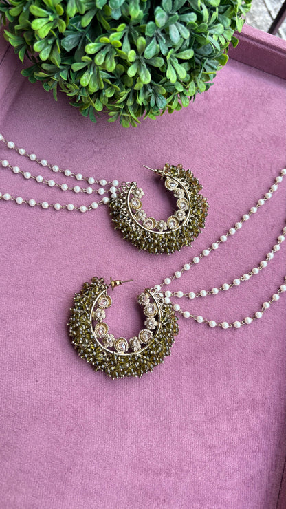 Aditi Oversized Polki Earrings with Earchains