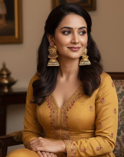 Rachita Gold Brass Jhumkas