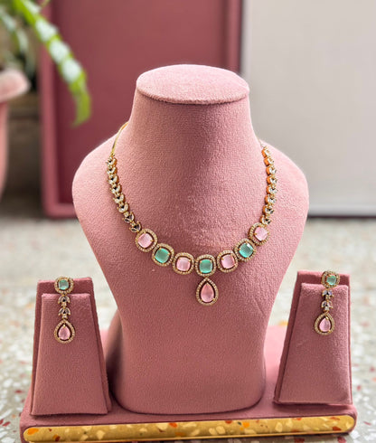 Avnika AD Necklace Set | AD Necklace with Earrings