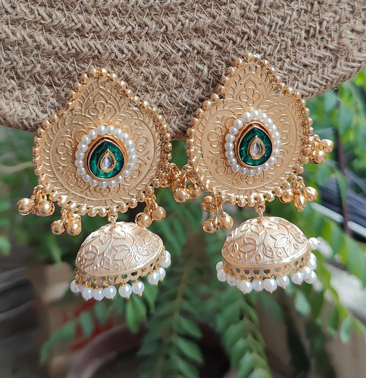 Nivrita Gold Brass Jhumkas