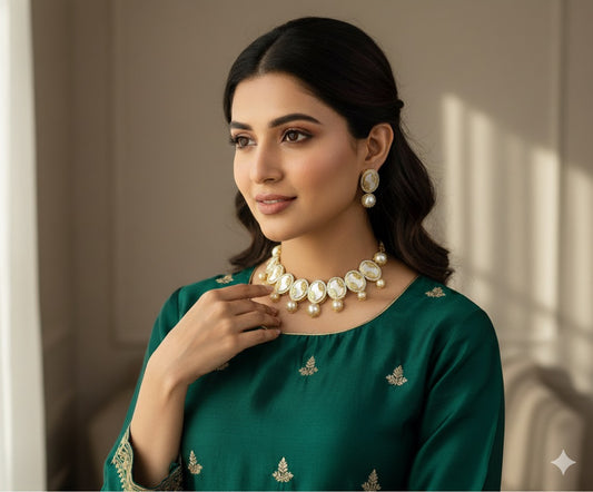 Sanvi MOP Choker/Necklace Set