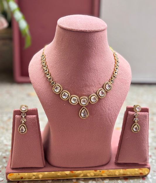 Avnika AD Necklace Set | AD Necklace with Earrings