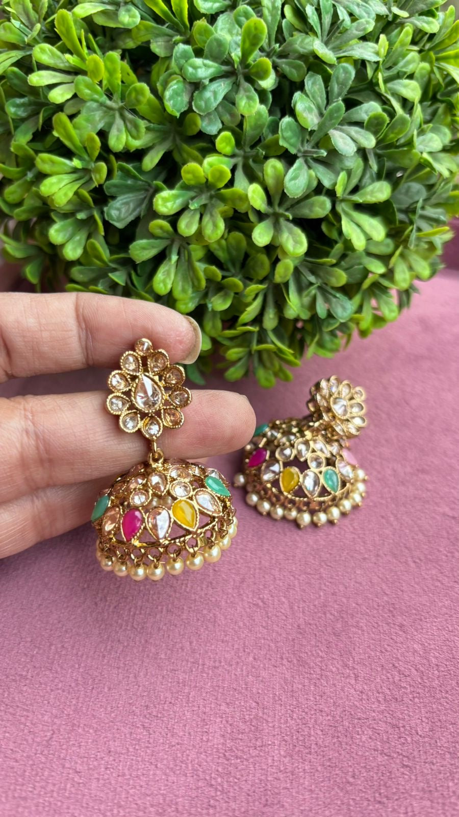 Mini Polki Jhumkas
