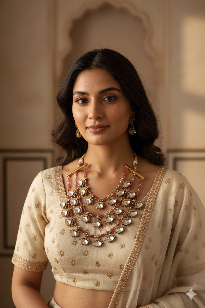 Vismaya Uncut Kundan Layered Set (Ruby)