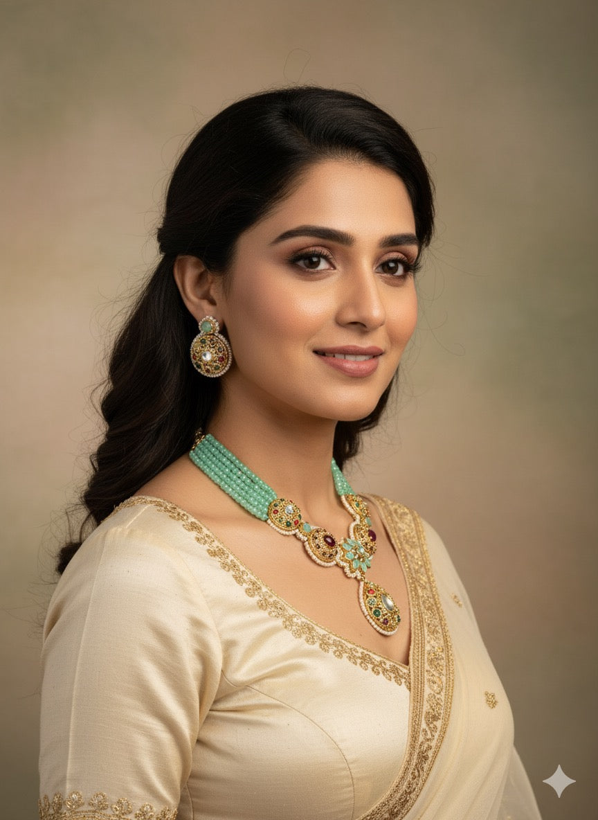 Sanjana Polki Kundan Necklace Set