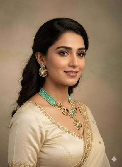 Sanjana Polki Kundan Necklace Set