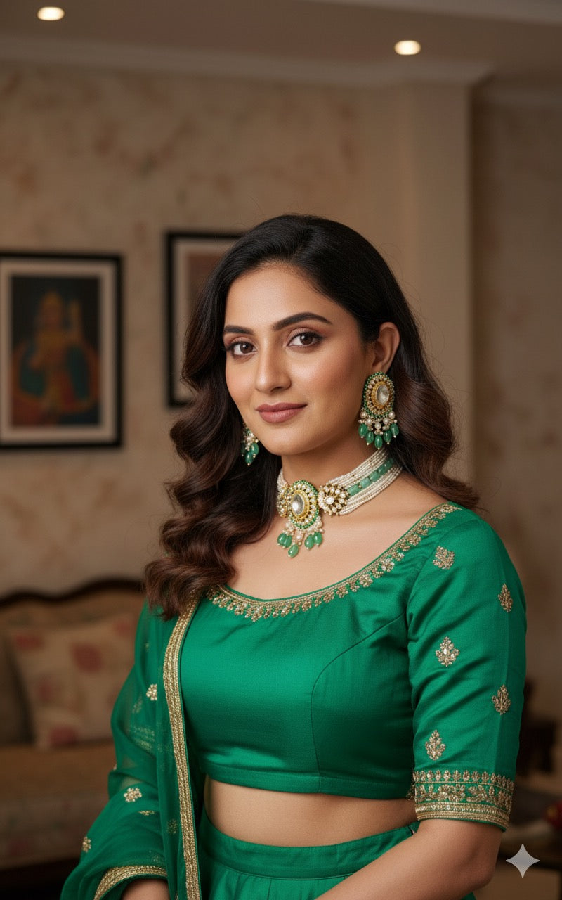 Sushmita Pachi Kundan Choker (Mint)