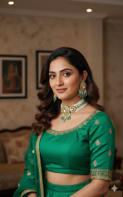 Sushmita Pachi Kundan Choker (Mint)