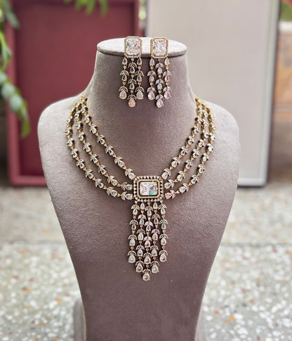 Simrat AD Necklace Set | AD Necklace with Earrings