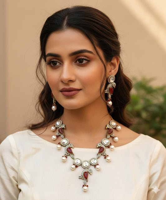 Leeza Long Uncut Necklace Set