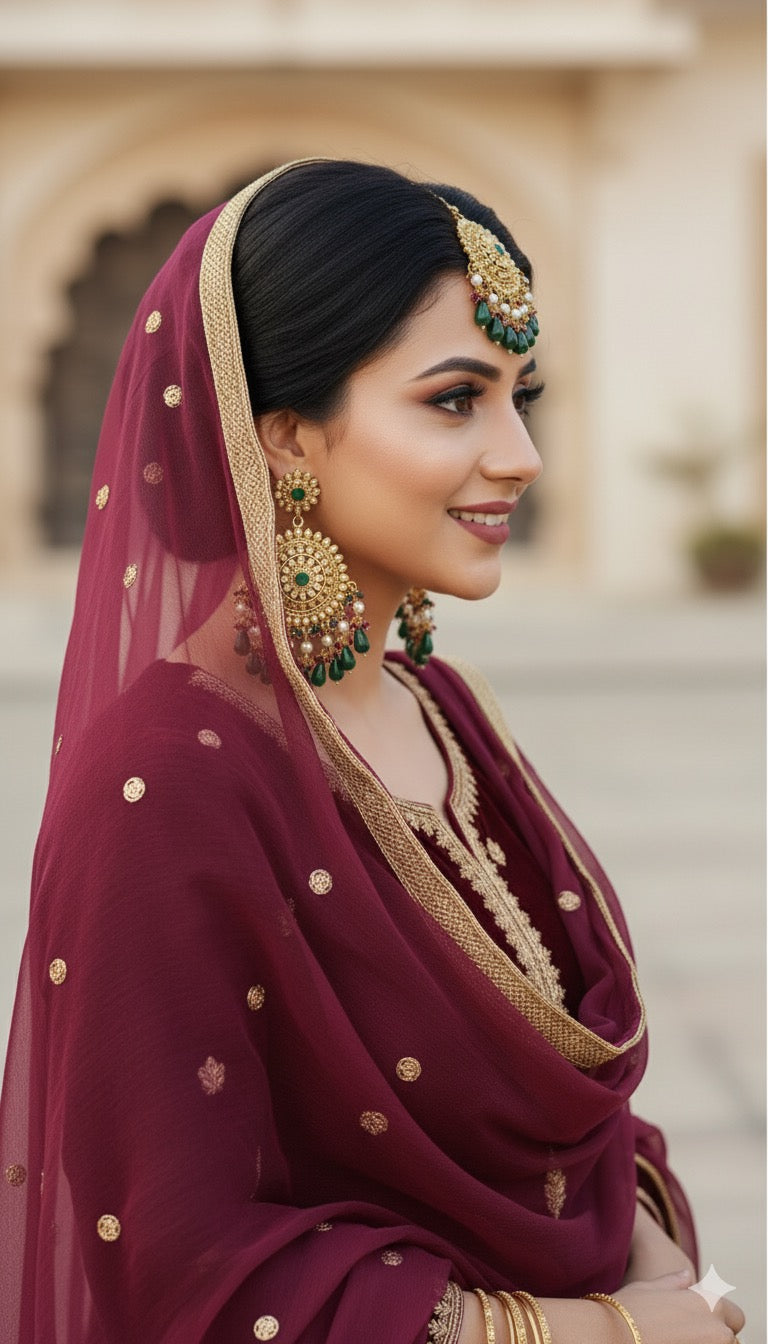 Jasmehar Gold Earrings Tikka