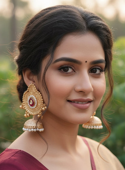 Nivrita Gold Brass Jhumkas