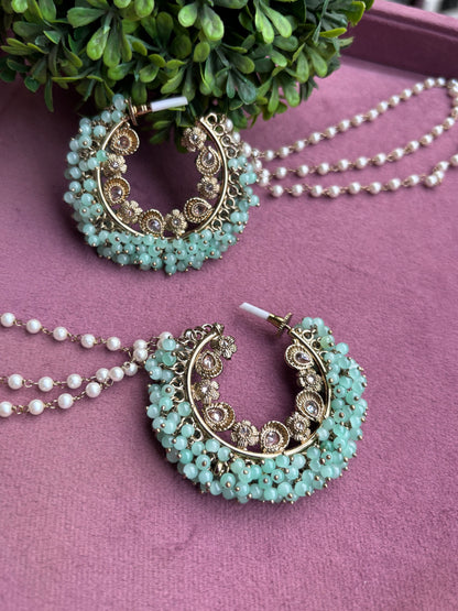 Aditi Oversized Polki Earrings with Earchains