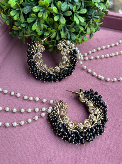 Aditi Oversized Polki Earrings with Earchains