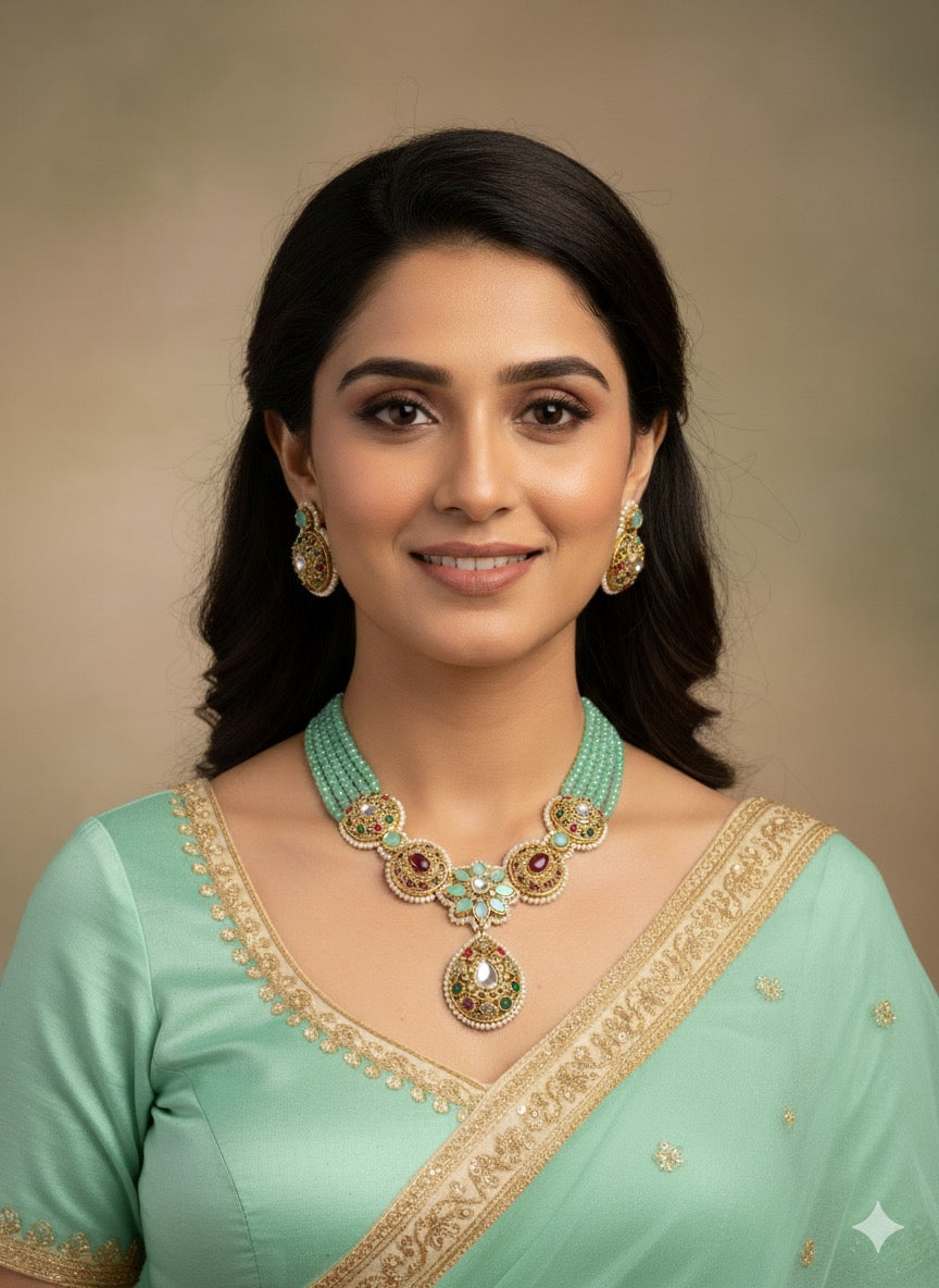 Sanjana Polki Kundan Necklace Set
