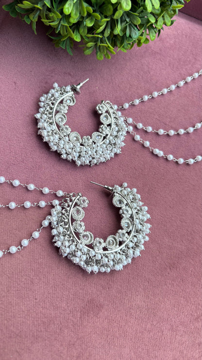 Aditi Oversized Polki Earrings with Earchains