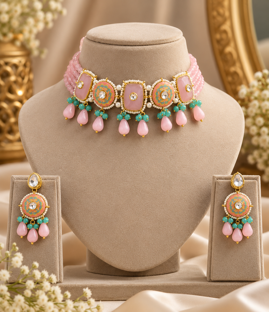 Varni Meenakari Beaded Choker