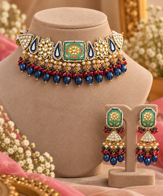 Gulnar Meenakari Beaded Choker