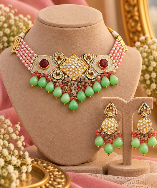 Zoha Meenakari Beaded Choker