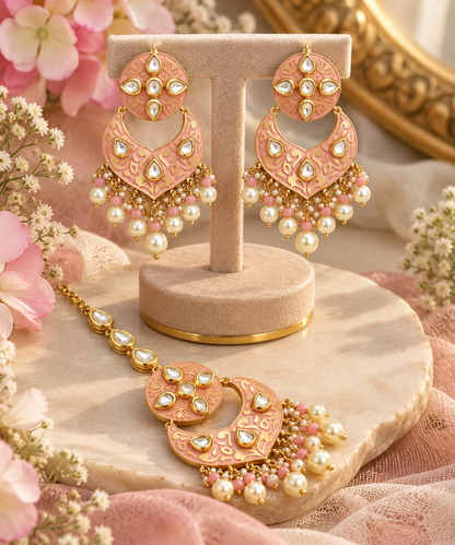 Shelly meenakari kundan earrings tikka