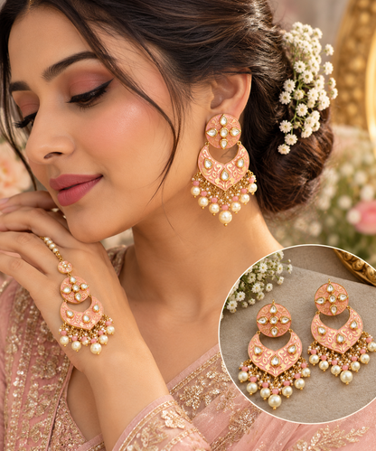Shelly meenakari kundan earrings tikka