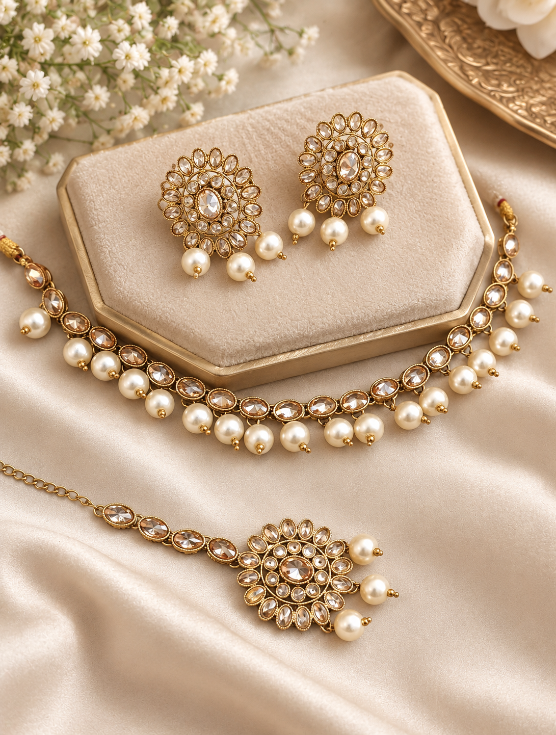 Gul Light Polki Necklace Set