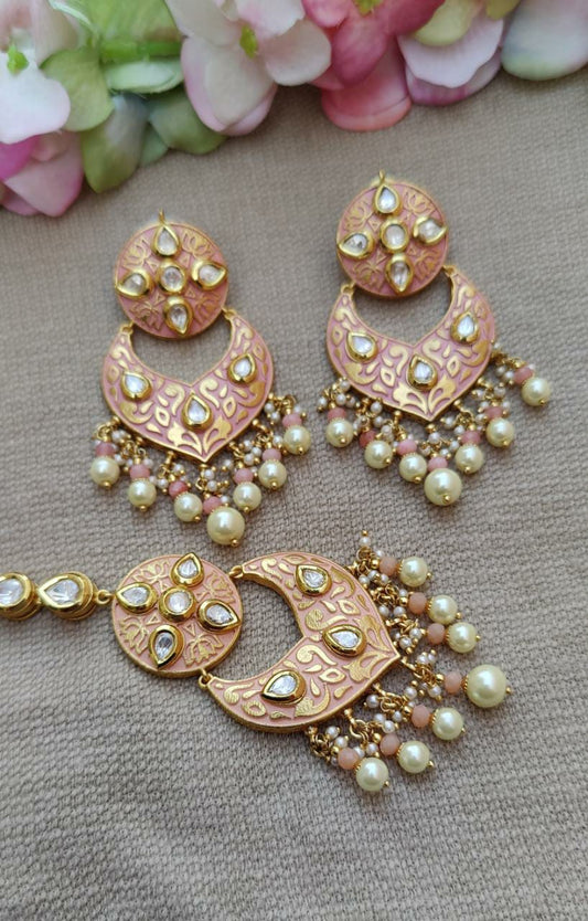 Shelly meenakari kundan earrings tikka