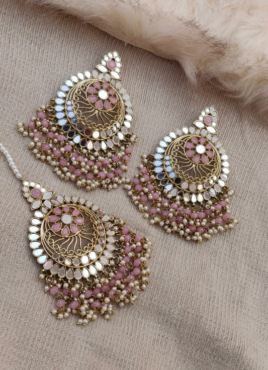 Trisha Mirror Oversized Earrings Tikka