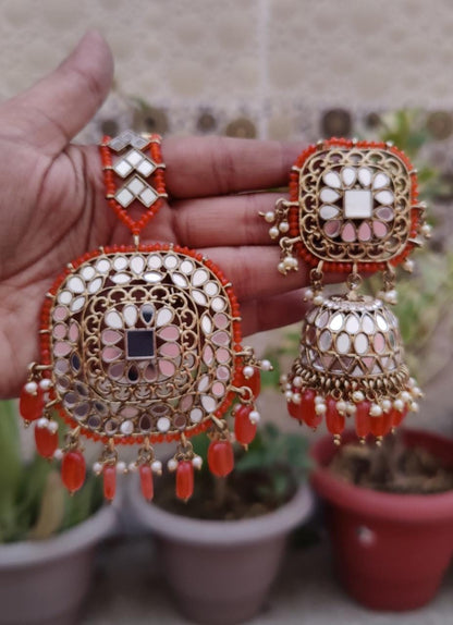 Tanvir Oversized Mirror Jhumki Tikka