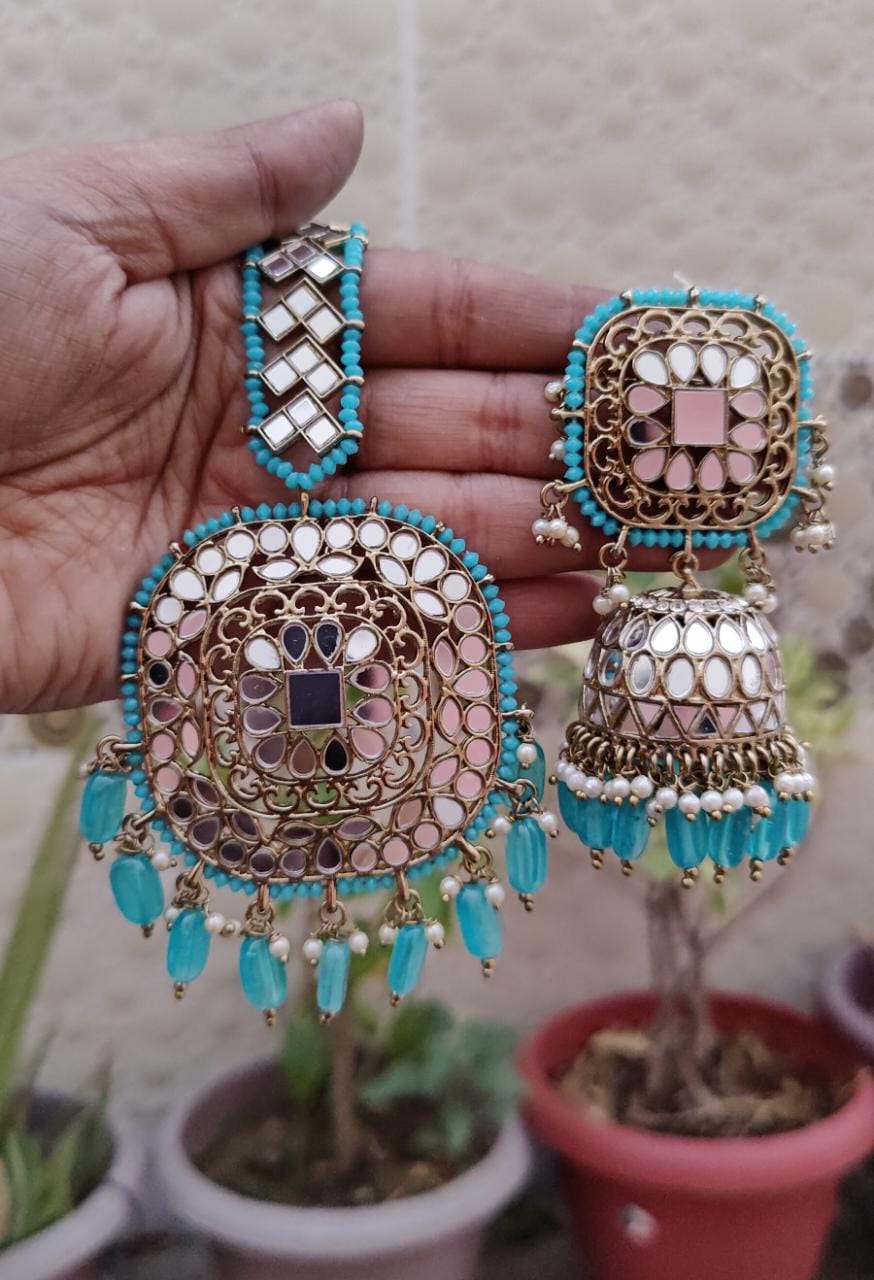 Tanvir Oversized Mirror Jhumki Tikka