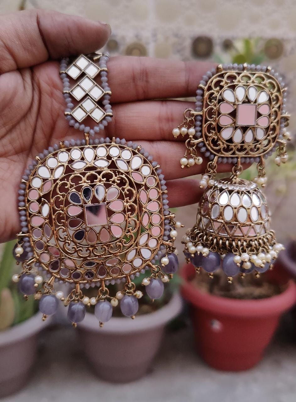 Tanvir Oversized Mirror Jhumki Tikka