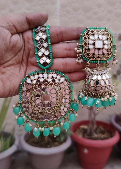 Tanvir Oversized Mirror Jhumki Tikka